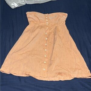 Women's Strapless Button-Down Dress - Peach